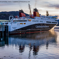 Buy canvas prints of CalMac ferry in Ullapool harbour by Angus McComiskey