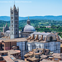 Buy canvas prints of Aerial view of Duomo and Campanile, Siena, Tuscany by Angus McComiskey