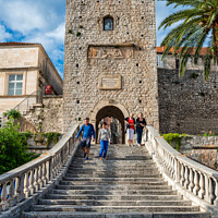 Buy canvas prints of Land Gate and Revelin Tower, Korcula, Croatia by Angus McComiskey