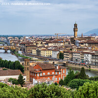 Buy canvas prints of Ponte Vecchio, River Arno and Florence skyline by Angus McComiskey