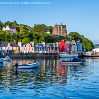 Buy canvas prints of Boats in the harbour, Tobermory waterfront by Angus McComiskey