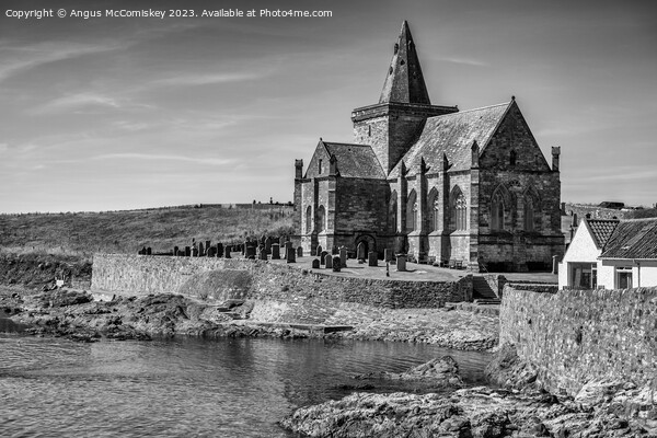 St Monans Auld Kirk in East Neuk of Fife mono Picture Board by Angus McComiskey