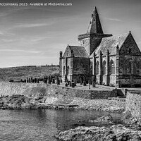Buy canvas prints of St Monans Auld Kirk in East Neuk of Fife mono by Angus McComiskey