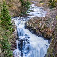 Buy canvas prints of Reekie Linn waterfall on River Isla Scotland by Angus McComiskey