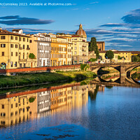 Buy canvas prints of Golden hour on the Arno in Florence, Tuscany by Angus McComiskey