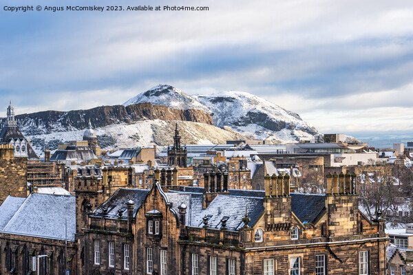 Salisbury Crags and Arthur’s Seat in snow Picture Board by Angus McComiskey