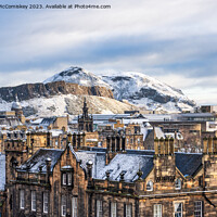 Buy canvas prints of Salisbury Crags and Arthur’s Seat in snow by Angus McComiskey