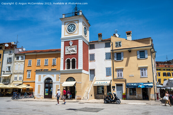 Clock Tower in old town Rovinj, Croatia Picture Board by Angus McComiskey
