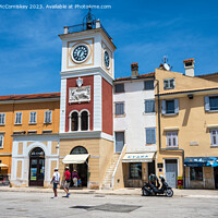 Buy canvas prints of Clock Tower in old town Rovinj, Croatia by Angus McComiskey