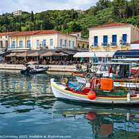 Buy canvas prints of Fishing boats in Katakolon harbour, Greece by Angus McComiskey