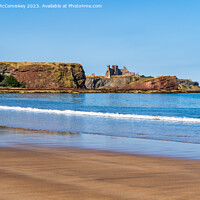 Buy canvas prints of Seacliff Beach and Tantallon Castle, East Lothian by Angus McComiskey