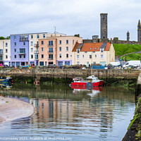 Buy canvas prints of St Andrews harbour reflections, Fife, Scotland by Angus McComiskey