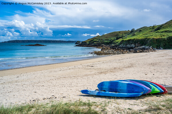 Paddle boards on Shell Beach on Herm Island Picture Board by Angus McComiskey