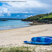Buy canvas prints of Paddle boards on Shell Beach on Herm Island by Angus McComiskey