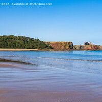 Buy canvas prints of Seacliff Beach and Tantallon Castle, East Lothian by Angus McComiskey