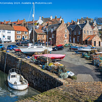 Buy canvas prints of Lobster pots on quayside of Crail harbour, Fife by Angus McComiskey
