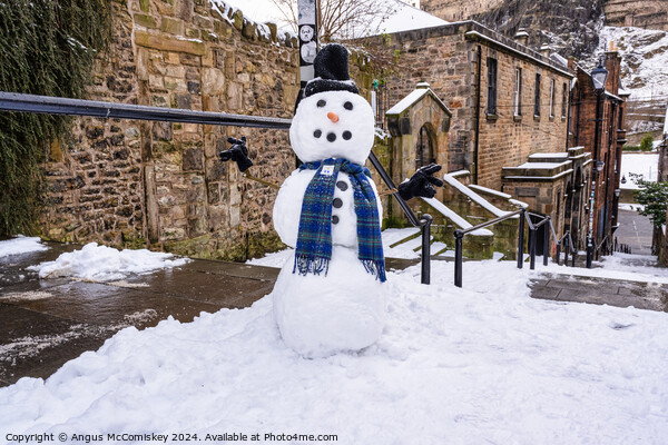 The Vennel snowman, Edinburgh Old Town Picture Board by Angus McComiskey
