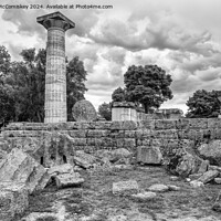 Buy canvas prints of Temple of Zeus at ancient Olympia, Greece mono by Angus McComiskey