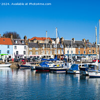 Buy canvas prints of Panoramic view of boats in Anstruther harbour Fife by Angus McComiskey