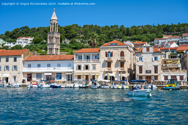 Boats on waterfront of Hvar town, Croatia Picture Board by Angus McComiskey