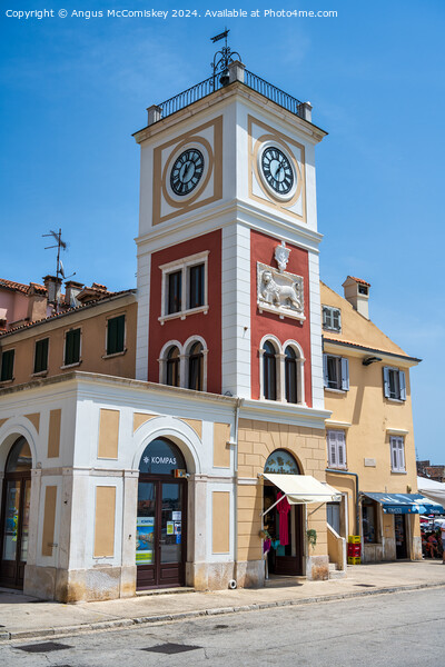 Clock Tower in old town of Rovinj, Croatia Picture Board by Angus McComiskey