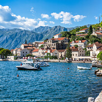Buy canvas prints of Waterfront at Perast on Bay of Kotor in Montenegro by Angus McComiskey