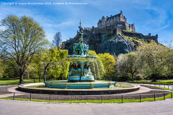 Ross Fountain and Edinburgh Castle in spring Picture Board by Angus McComiskey