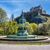 Buy canvas prints of Ross Fountain and Edinburgh Castle in spring by Angus McComiskey
