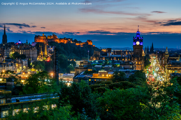 Edinburgh skyline at dusk from Calton Hill Picture Board by Angus McComiskey