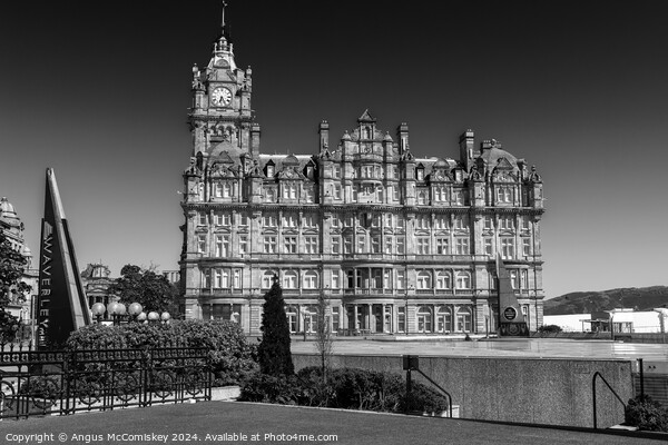 Balmoral Hotel in Edinburgh mono Picture Board by Angus McComiskey
