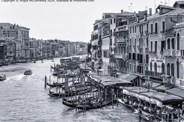 Grand Canal from the Rialto Bridge in Venice mono Picture Board by Angus McComiskey