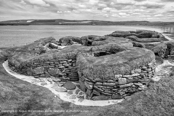 Skara Brae, Mainland Orkney mono Picture Board by Angus McComiskey