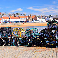 Buy canvas prints of Lobster pots on quayside at Anstruther by Angus McComiskey