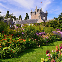 Buy canvas prints of Cawdor Castle and flower garden by Angus McComiskey