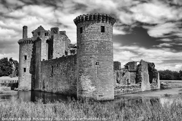 Caerlaverock Castle mono Picture Board by Angus McComiskey