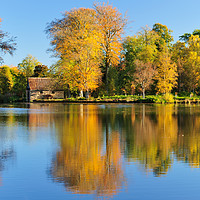 Buy canvas prints of Penicuik Pond Boathouse by Angus McComiskey