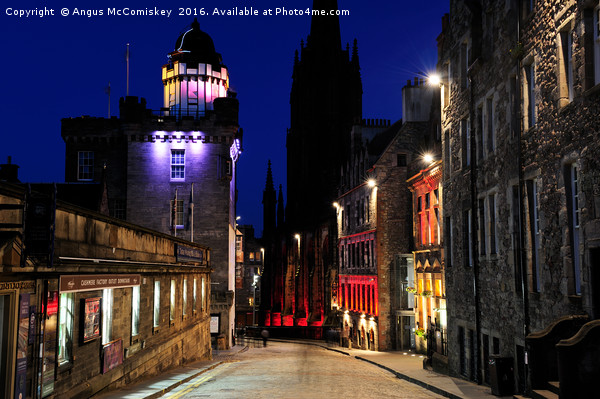 Edinburgh Camera Obscura and Royal Mile at night Picture Board by Angus McComiskey