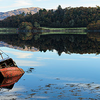 Buy canvas prints of Sunken boat on Loch Etive by Angus McComiskey