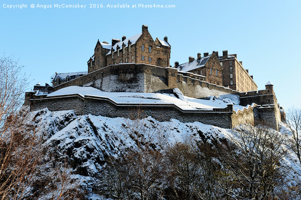 Edinburgh Castle in snow Picture Board by Angus McComiskey