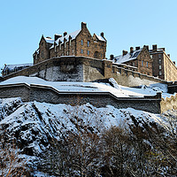 Buy canvas prints of Edinburgh Castle in snow by Angus McComiskey