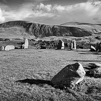 Buy canvas prints of Castlerigg Stone Circle mono panoramic by Angus McComiskey