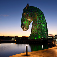Buy canvas prints of The Kelpies at sunset, Falkirk by Angus McComiskey