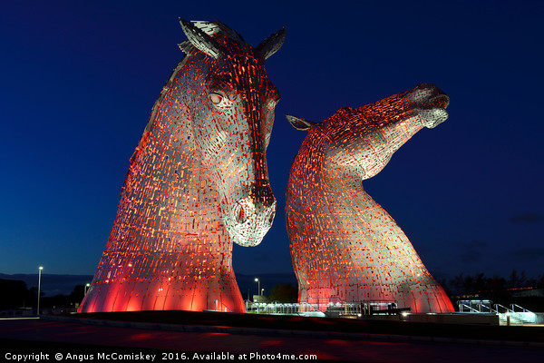 The Kelpies by night 2, Falkirk Picture Board by Angus McComiskey