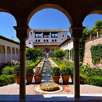 Buy canvas prints of Fountain and water channel in Generalife Palace by Angus McComiskey
