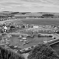 Buy canvas prints of View across Stonehaven Harbour mono by Angus McComiskey
