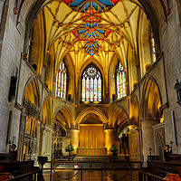 Buy canvas prints of Interior of Tewkesbury Abbey by Angus McComiskey