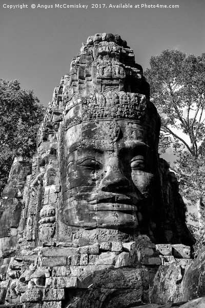 Victory Gate Angkor Thom complex Cambodia mono Picture Board by Angus McComiskey