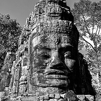 Buy canvas prints of Victory Gate Angkor Thom complex Cambodia mono by Angus McComiskey