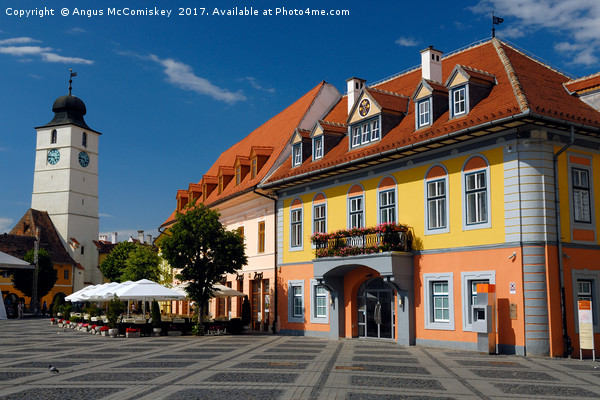 Colourful renovated merchants houses in Sibiu Picture Board by Angus McComiskey