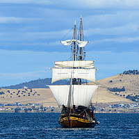 Buy canvas prints of Tall ship approaching Hobart harbour Tasmania by Angus McComiskey